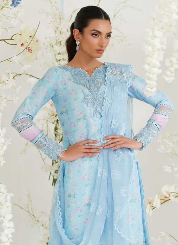 CELIA BLUE SHIRT WITH PRE DRAPED DUPATTA - Image 2