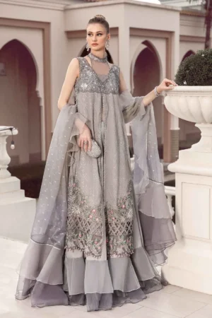 Maria B Unstitched Sateen | Grey CST-707