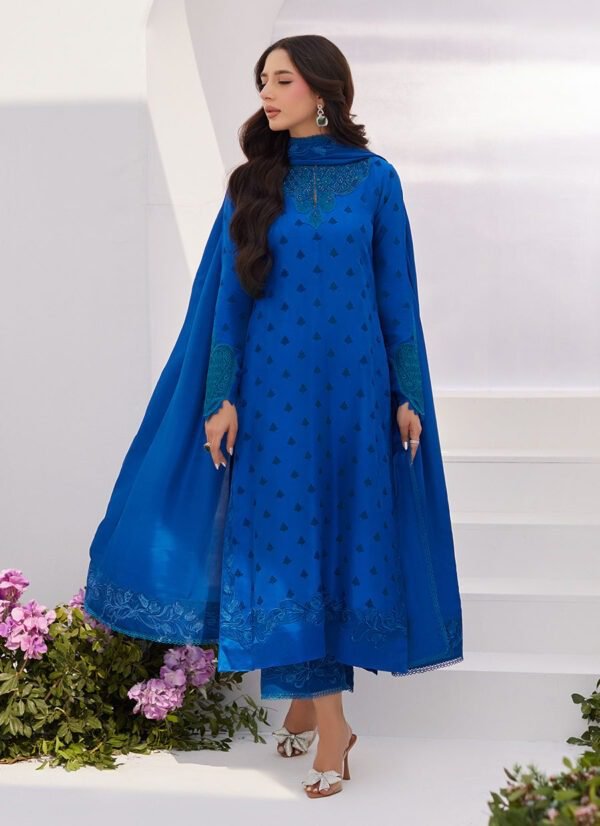 Farah Talib Aziz Zaza'24 Collection Charr Blue Embroidered