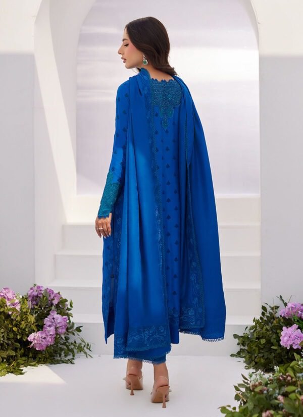 Farah Talib Aziz Zaza'24 Collection Charr Blue Embroidered - Image 3