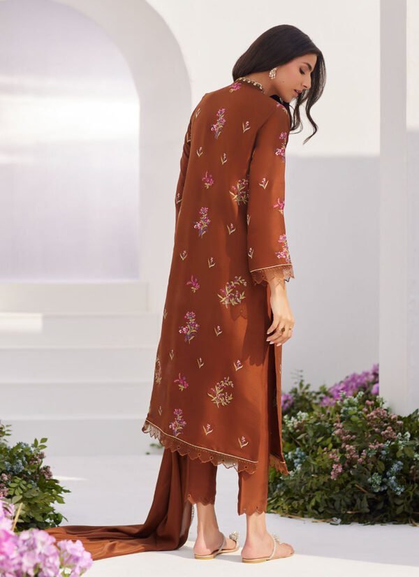 Farah Talib Aziz Zaza'24 Collection Noemie Chocolate Embroidered - Image 3