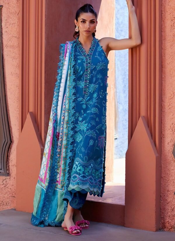 Farah Talib Aziz Suay Lawn'24 Collection Moanna Teal - Image 4