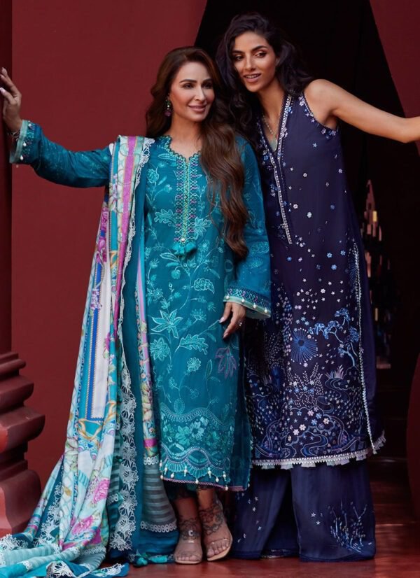 Farah Talib Aziz Suay Lawn'24 Collection Izea Blue - Image 4