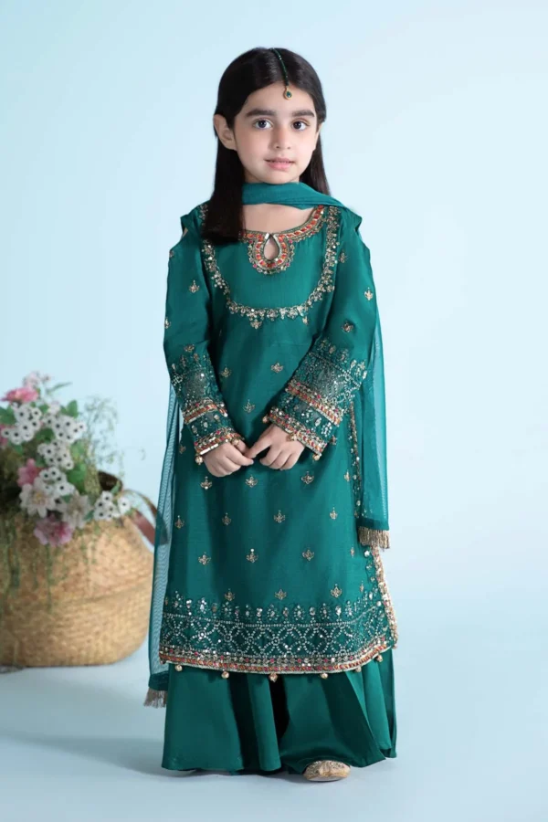 3 Piece Embroidered Cotton Silk Suit | MKS-EA24-13