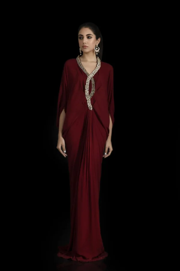 KF-15223-Maroon By Kaftans Ayesha Somaya