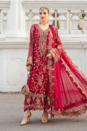 Maria B Embroidered Chiffon Suit | MPC-24-107