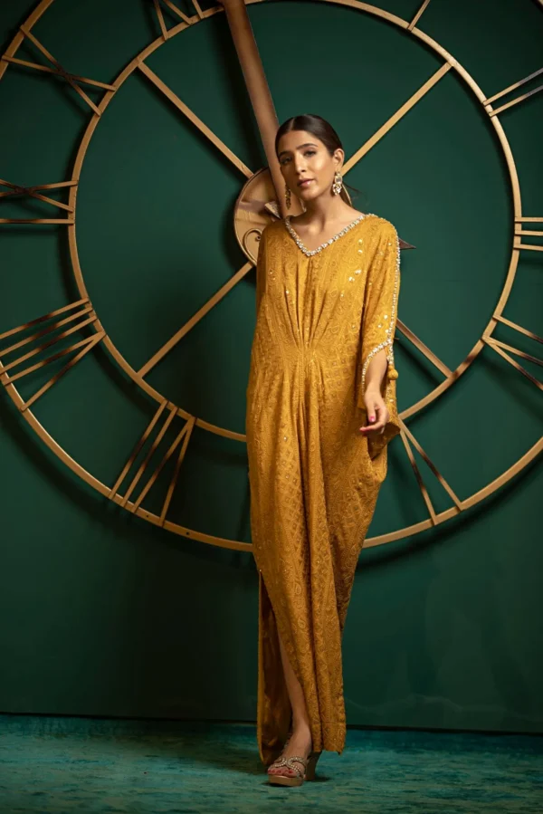 KF-15220-Mustard By Kaftans Ayesha Somaya