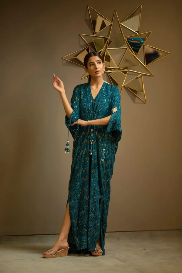 KF-15222-Teal By Kaftans Ayesha Somaya