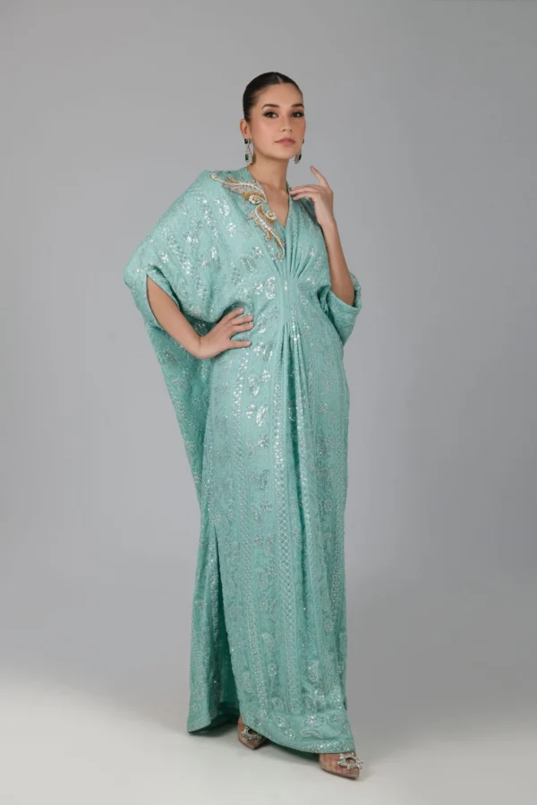 15739-SeaGreen By Kaftans Ayesha Somaya