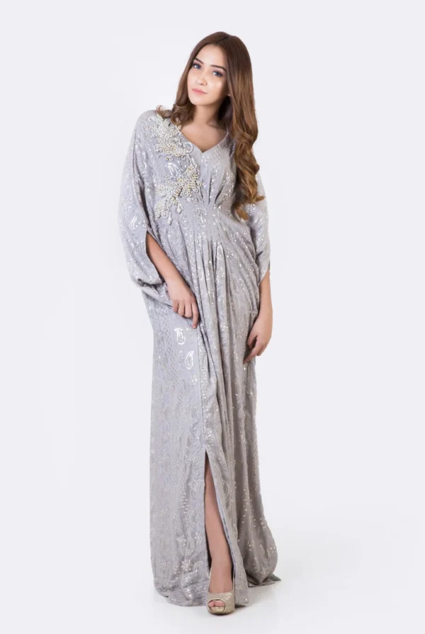 KF# 12813-STEELGREY By Kaftans Ayesha Somaya