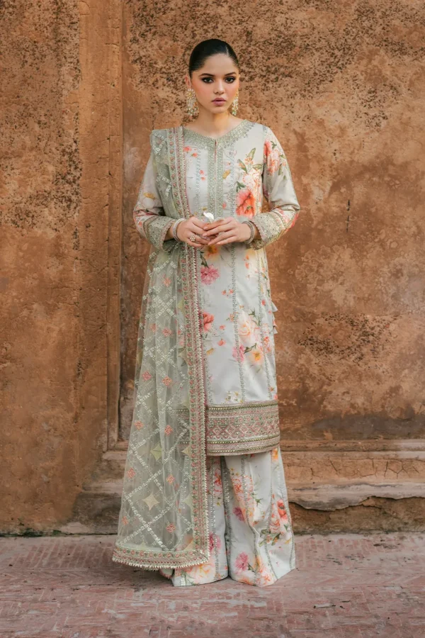 Iznik Printed Formals UE-311 Embroidered Raw Silk