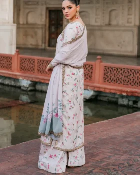 Iznik Printed Formals UE-318 Embroidered Raw Silk