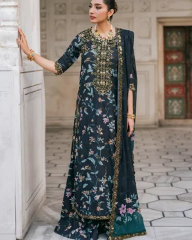 Iznik Printed Formals UE-317 Embroidered Raw Silk