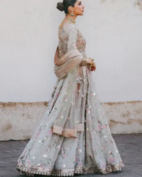 Iznik Printed Formals UE-313 Embroidered Raw Silk