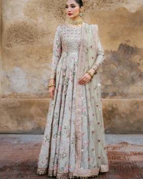 Iznik Printed Formals UE-313 Embroidered Raw Silk