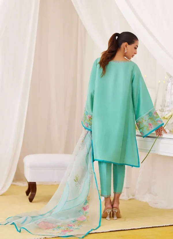 Farah Talib Aziz Una Turquoise Shirt And Embroidered Dupatta