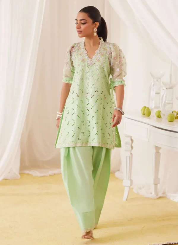 Farah Talib Aziz Nikol Mint Hand Embellished Shirt