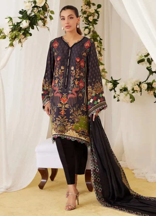 Farah Talib Aziz Maala Printed Raw Silk Shirt And Dupatta