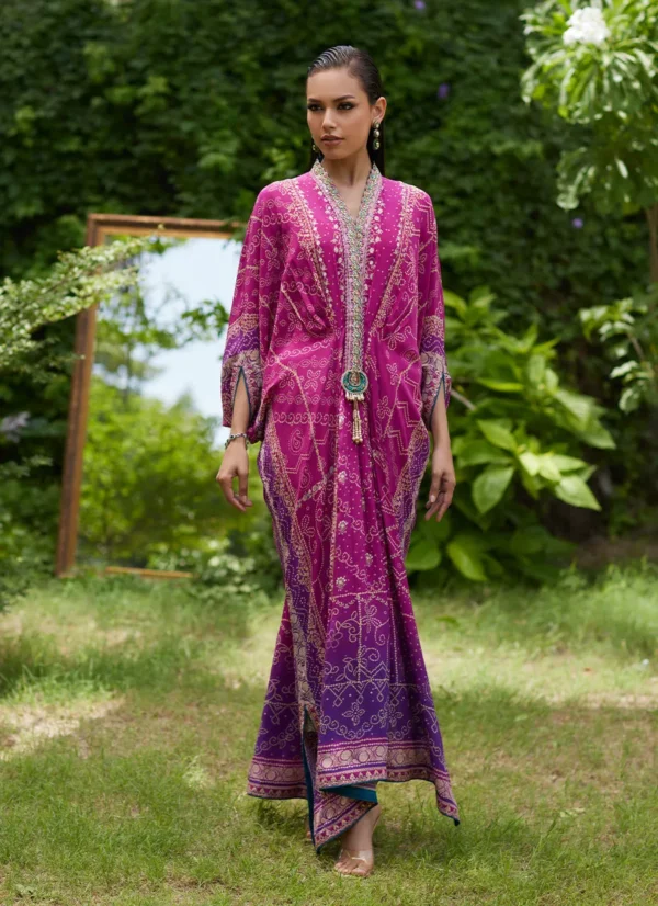 Mayna Festive Prints 24 Zahli Magenta Ombre Kaftan