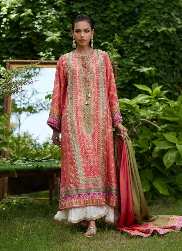 Mayna Festive Prints 24 Bazif Burnt Orange Shirt And Dupatta