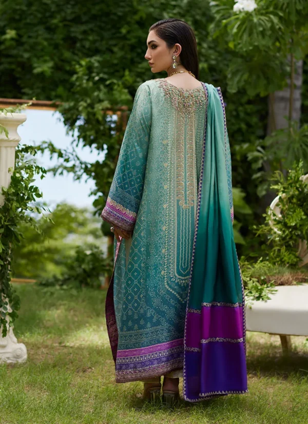 Mayna Festive Prints 24 Leisha Teal Ombre Shirt And Dupatta