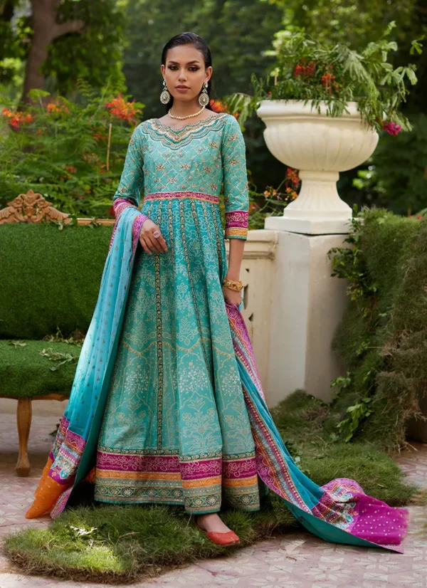 Mayna Festive Prints 24 Zaiba Turquoise Kalidaar