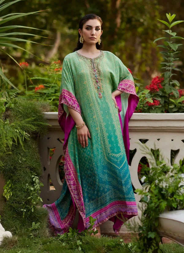 Mayna Festive Prints 24 Persia Teal Ombre Kaftan