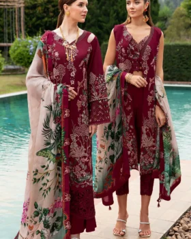 Ramsha Crimson glow-3PC Lawn Embroidered SUIT-Z-802