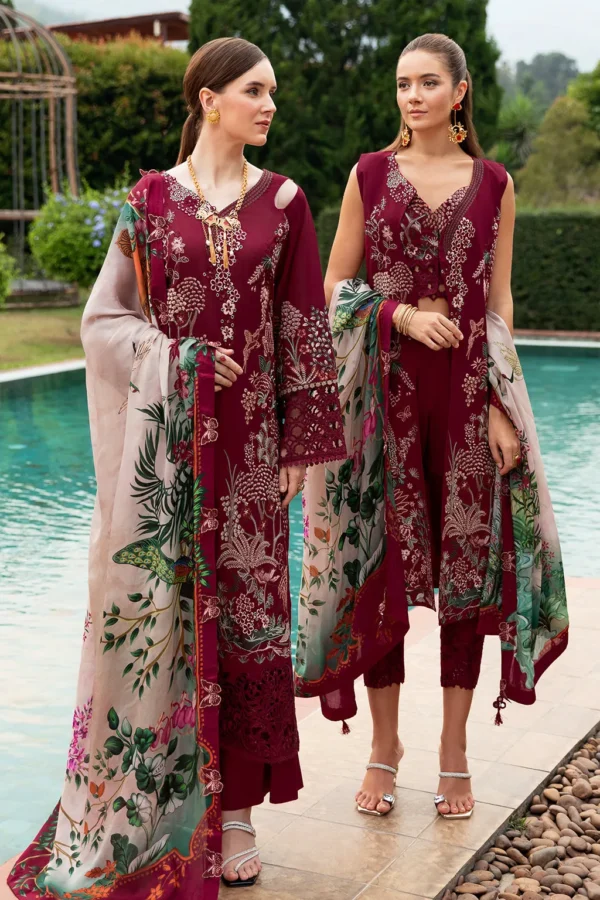 Ramsha Crimson glow-3PC Lawn Embroidered SUIT-Z-802