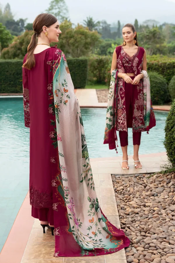 Ramsha Crimson glow-3PC Lawn Embroidered SUIT-Z-802