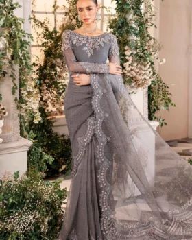 Maria B 3 Piece Unstitched Embroidered Organza Suit | BD-2902