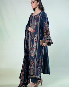 Maria B 3 Piece Embroidered Linen Suit | DW-W24-16