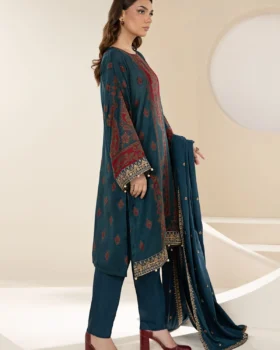 Maria B 3 Piece Embroidered Woven Khadi Suit | DW-W24-107