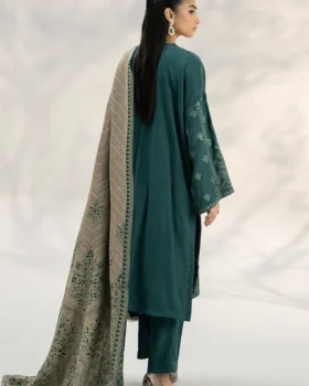 Maria B 3 Piece Embroidered Pashmina Wool Suit | DW-W24-14