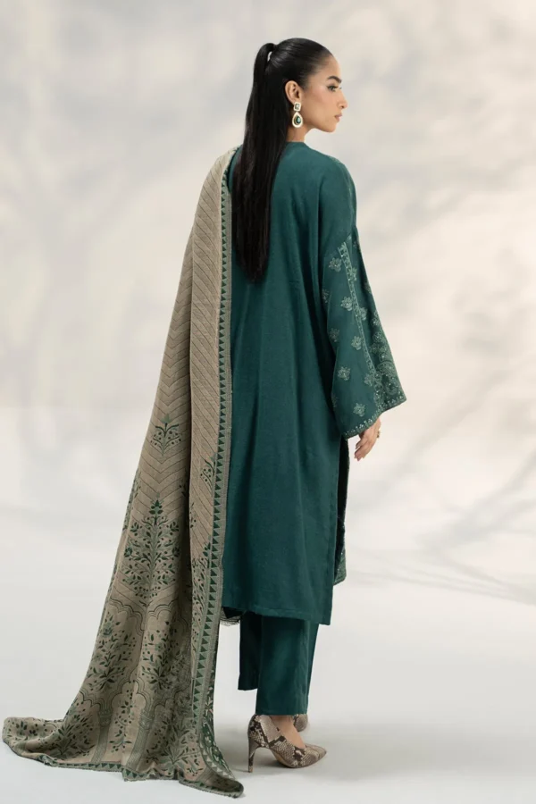 Maria B 3 Piece Embroidered Pashmina Wool Suit | DW-W24-14