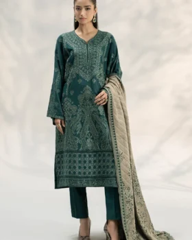Maria B 3 Piece Embroidered Pashmina Wool Suit | DW-W24-14