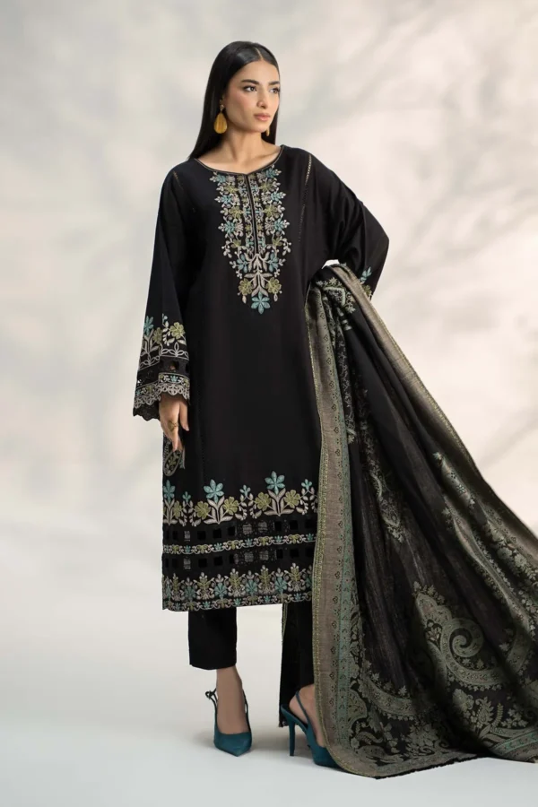 Maria B 3 Piece Embroidered Khaddar Suit | DW-W24-19