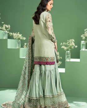 Maria B 3 Piece Embroidered Silk Cotton Net Suit | SF-W24-45