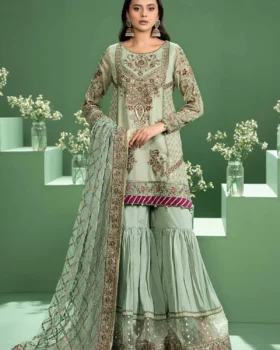Maria B 3 Piece Embroidered Silk Cotton Net Suit | SF-W24-45