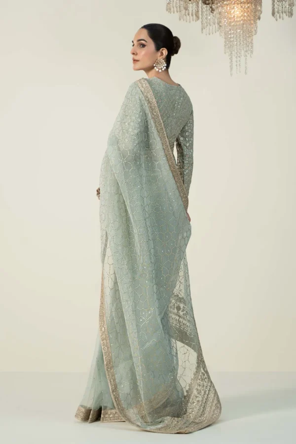 Maria B Embroidered Raw Silk Saree | SF-W24-15