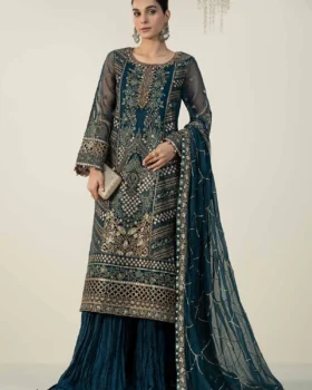 Maria B 3 Piece Embroidered Organza Suit | SF-W24-18
