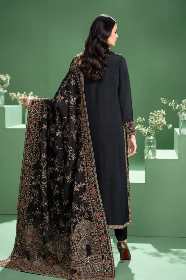 Maria B 3 Piece Embroidered Raw Silk Suit | SF-W24-20