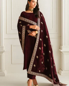 Baroque Embroidered Velvet Shawl VS-54