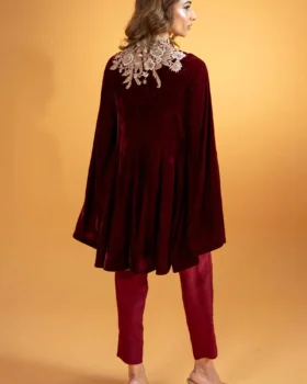 Zainab Salman Lamour Festive Velvet By Verina Crimson
