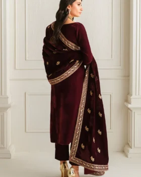 Baroque Embroidered Velvet Shawl VS-54