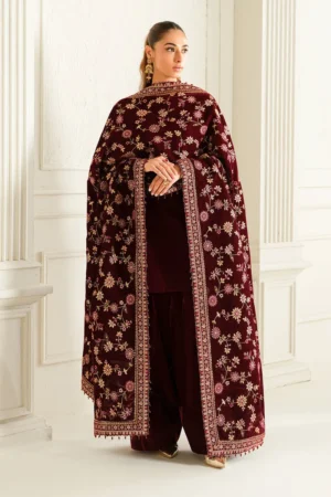 Baroque Embroidered Velvet Shawl VS-52