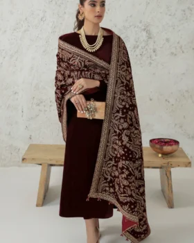 Baroque Embroidered Velvet Shawl VS-32