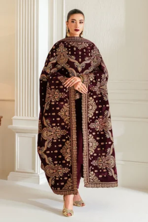 Baroque Embroidered Velvet Shawl VS-49