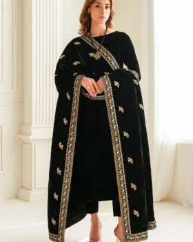 Baroque Embroidered Velvet Shawl VS-55