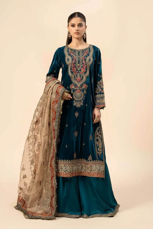 Maria B 3 Piece Embroidered Velvet Suit | SF-W24-29